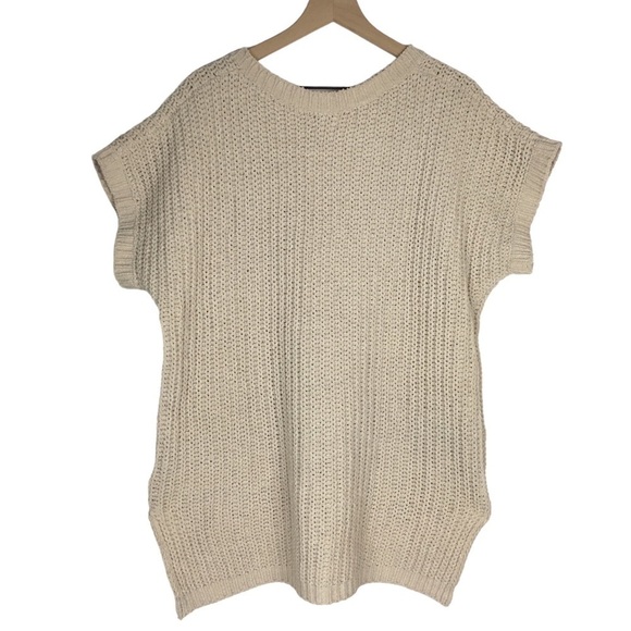 POL Chenille Sweater Hi Lo Short Sleeve V Neck Cozy Oversized Knit Size Small - Picture 4 of 11